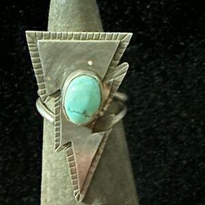 Turquoise Sterling Silver lighting bolt Ring